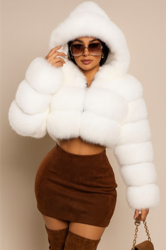 Cali Cropped Faux Fur Coat
